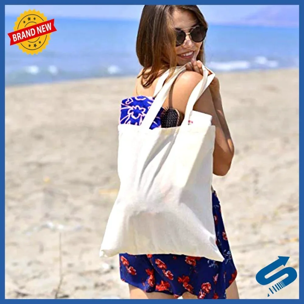 Natural Cotton Canvas Tote Bags Set of 25 Blank Craft Supply Bulk Lot